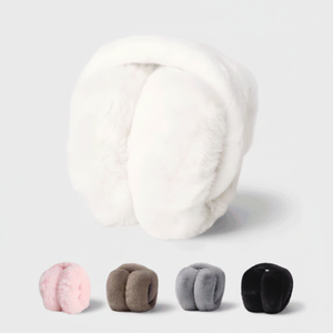 Protezione fredda invernale pieghevole in pelliccia di coniglio paraorecchie in puro velluto pieghevole finta pelliccia per la protezione delle orecchie - Product Image 1