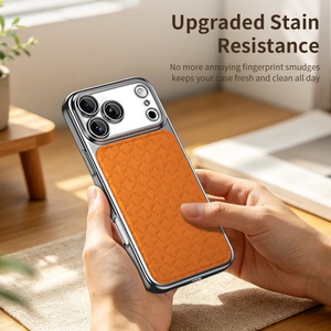 Étuis de téléphone portable magnétiques en cuir PU électroplaqué pour iPhone 17 14 15 16 Pro Max avec recharge sans fil et protection intégrale - Product Image 4