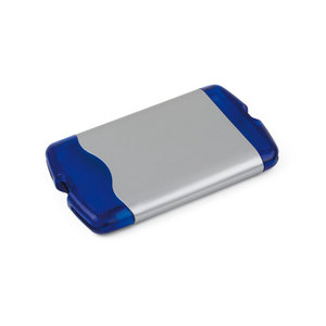 Estuche para tarjetas de visita, cuerpo de metal azul con extremos de plástico, diseño compacto para uso diario - Product Image 1