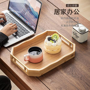 Bandeja de bambú personalizada con asas doradas, juego de tres bandejas de bambú, bandeja de bambú y madera personalizada, bandeja rectangular para té con logo. - Product Image 1