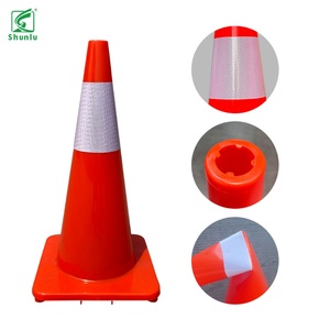 Cône de signalisation routière mini en PVC de 28 pouces avec bande réfléchissante 700 pour la sécurité routière et la gestion du trafic urbain - Product Image 4