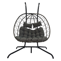 Fauteuil suspendu double en rotin tressé pour patio, avec support, pour enfants et adultes, ensemble de mobilier d'extérieur, hamac de relaxation pour jardin