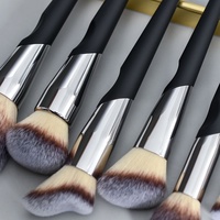 Ensemble professionnel de 16 pinceaux de maquillage à manche en bois, style plat, pour le contour du visage et des joues, le mascara et le crayon à sourcils - SANS LOGO