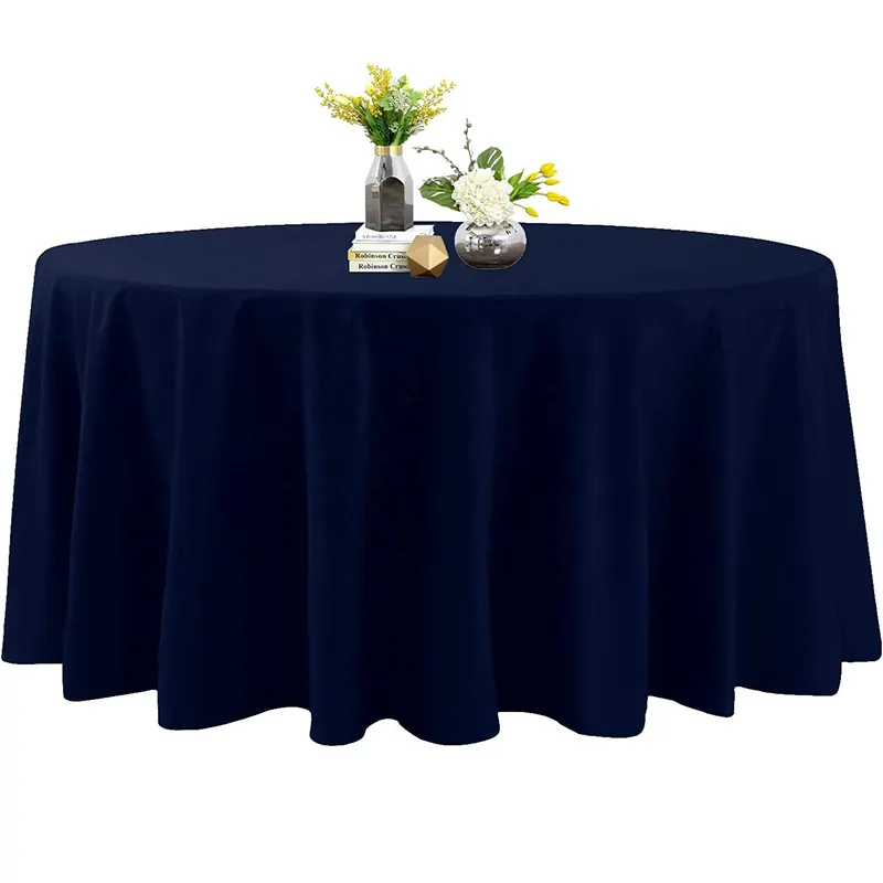 wholesale 120 inch round table cloth linen 8 ft round cloth table covers navy blue washable table cloth wedding