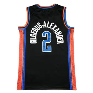 Wholesale Custom Men's Oklahoma City Team #2 Shai Gilgeous-alexander Basketball Uniforms Black Basketball Jersey