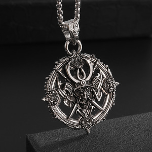 Collar con Colgante de Rueda Giratoria Gótica <span class=keywords><strong>Retro</strong></span>, Estilo Samurái Diablo, para Hombre, Joyería de Estilo Vikingo - Product Image 5