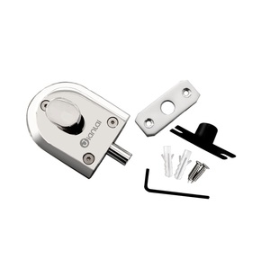 Serrure de porte en verre 304 bouton en acier inoxydable porte coulissante <span class=keywords><strong>loquet</strong></span> de <span class=keywords><strong>sol</strong></span> boulon unique sans clé adapté pour 10mm-12mm d'épaisseur - Product Image 5