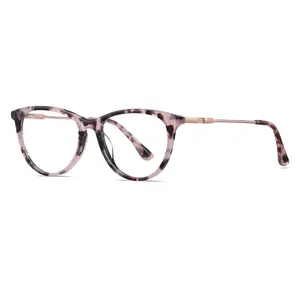 BJ9202 kacamata bingkai wanita mata kucing, kacamata asetat Anti sinar biru 2024