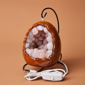 Lampe en cristal Améthyste dégringolée <span class=keywords><strong>Pierre</strong></span> polie Guérison Cristal Veilleuse Base de lampe de table <span class=keywords><strong>Port</strong></span> USB pour la décoration intérieure - Product Image 3