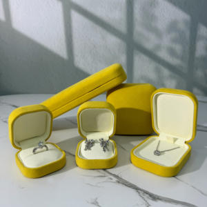 Новые круглые маленькие кольцевые коробки на заказ, упаковка для ювелирных изделий, оптовая продажа, желтый футляр для ювелирных изделий, свет для индивидуального изготовления логотипа - Product Image 3