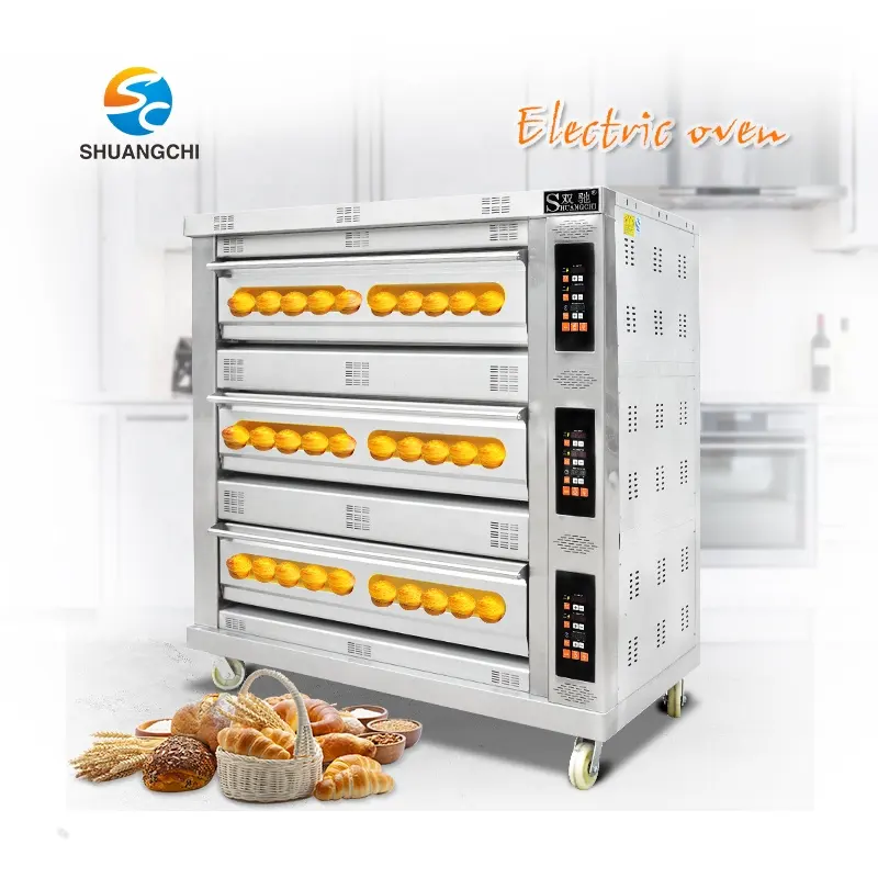 Household High Quality Kitchen Appliance Stainless Steel 3 Deck Electric Oven With Knob Timing For Hot Sale