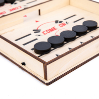 Mini Jeu de Hockey de Table Éducatif en Bois Écologique pour Intérieur, Jeu Rapide de Lancer de Pucks Multicolore