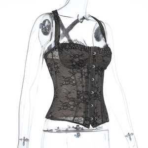 Nouveau Corset Chic Femme en Dentelle et Baleines, Dos Nu, <span class=keywords><strong>Noir</strong></span>, Coupe Slim, Collection Printemps-Été 2026 – Idéal <span class=keywords><strong>pour</strong></span> la Plage et <span class=keywords><strong>les</strong></span> Soirées - Product Image 4