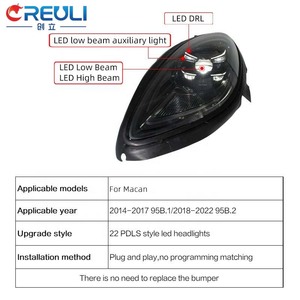 Nouveau phare LED CREULI <span class=keywords><strong>2023</strong></span> style PDLS, faisceau long laser amélioré, Plug & Play pour <span class=keywords><strong>Macan</strong></span> 95B.1 2014-2022, 10000 Lumens 6000K - Product Image 5