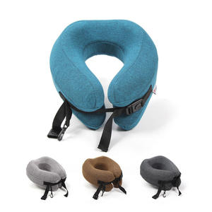 Almohada de Viaje en Forma de U con Espuma Viscoelástica, Plegable y Portátil, para Avión, Oficina, Siesta, Color Azul Lago - Product Image 3