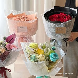 Papier d'emballage floral en dentelle pure personnalisé, film mat imperméable, matériau d'emballage de bouquet cadeau tendance, vente en gros - Product Image 6