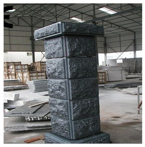 Colonne de portail en pierre de granit finition champignon, design pour portail d'entrée et jardin, pilier en granit - Product Image 2