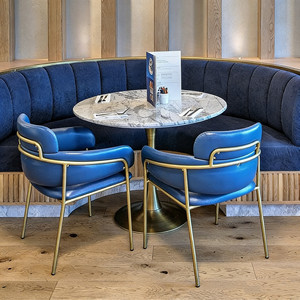 Muebles Comerciales, Juego de Mesa y Sillas de Comedor, Sofá de Madera Maciza Semicircular de Lujo para Cafetería, Asientos de Banqueta para Restaurantes - Product Image 4