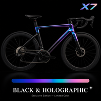 Vélo de course sur route 700C ES7000 14 vitesses avec freins à disque hydrauliques sans fil et jeu de roues en carbone pour la compétition de sprint sur asphalte à grande vitesse