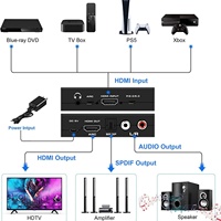 Conmutador de Audio HDMI2.0, Conversor de Audio con Decodificador ARCHDCP2.2, Fibra Óptica, 4K120HZ, Modelo OZV8-2