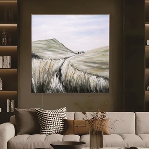 Peinture murale personnalisée de style vintage, <span class=keywords><strong>paysage</strong></span> texturé de montagnes et de roseaux - Product Image 4