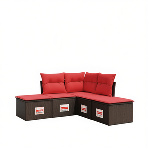 Set Divano da Esterno in Polyrattan Marrone 5 Pezzi, Arredamento da Giardino Durevole dal Design Contemporaneo, Sedute Moderne per 5 Persone - Product Image 1