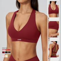 Soutien-gorge de sport pour femme à maintien moyen, extensible dans quatre directions, respirant, dos ouvert, coupe ajustée, résistant aux chocs, idéal pour le yoga et le Pilates