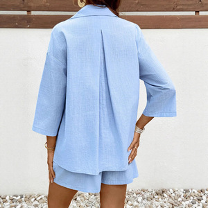 <span class=keywords><strong>Ensemble</strong></span> <span class=keywords><strong>de</strong></span> maternité : short et chemise unie, décontracté, ample, à manches mi-longues, pour femmes enceintes, <span class=keywords><strong>ensemble</strong></span> deux pièces - Product Image 4