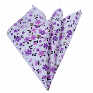 Pañuelo de cuello de algodón púrpura floral lila en blanco - Product Image 2