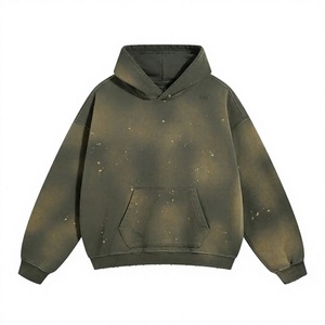 Sweat-shirt à capuche en molleton pour homme, coupe classique, vert uni, décontracté, doublé, tricoté, 100% coton, respirant, vêtements d'hiver - Product Image 1