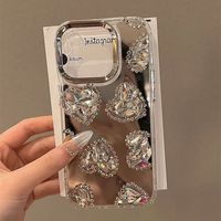 Coques de téléphone de luxe classiques de créateur, brillantes, avec miroir en forme de cœur pour iPhone 18 17 16 15 Pro Max 16 Pro 13 11 12