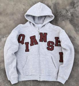 500gsm Zip Hoodie Manufacturers Custom fleece Embroidered cropped Zipper Hoodie Men thick Heavyweight Oversized Zip up Hoodie - Product Image 1