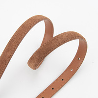 Ceinture fine pour femme en cuir de vachette suédé givré, style coréen vintage, à motif géométrique, avec boucle ardillon en alliage, polyvalente, style Instagram, pour jeans