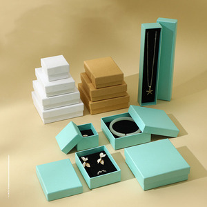 All'ingrosso Logo personalizzato di lusso blu coperchio e scatole Base orecchini anelli collana scatola di gioielli - Product Image 2