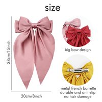 Grandes barrettes à nœud en satin soyeux et doux, pinces à cheveux à longue queue en ruban français, épingles à cheveux en métal avec nœud, accessoires années 90 personnalisés