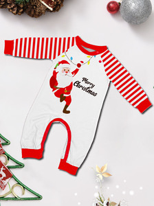 New <strong>Plus</strong> <strong>Size</strong> Polyester Pullover Women Men Kid Home Wear Santa Claus Letter Printed Red Stripe Family Matching <strong>Xmas</strong> Pajamas - Product Image 5
