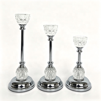 Supports de bougies modernes en fer électroplaqué et cristal, bougeoirs en verre transparent, vendus séparément ou en ensemble complet