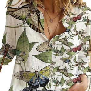 Blusa de Moda para Mujer, Estilo Europeo y Americano, Sólida, Holgada, con Solapa y Manga Larga - Product Image 3