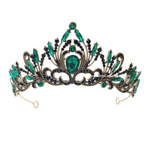 ゴールドメタルクラウン & 卸売ウェディングヘアアクセサリーゴールドクラウンティアラスとカラークラウンラインストーン付き - Product Image 6