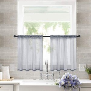 Sheer Tier Rideaux Blanc Noir Cuisine <span class=keywords><strong>Salle</strong></span> <span class=keywords><strong>De</strong></span> Bains Petit <span class=keywords><strong>Rideau</strong></span> Court Transparent Lumière Filtrage Café Voile <span class=keywords><strong>Fenêtre</strong></span> - Product Image 4