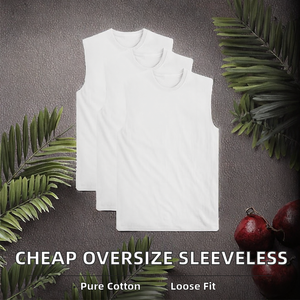 Wholesale Low Price Knitted Casual Blank Sleeveless T-<b>shirt</b> Men Custom Logo Printing Your Design Oversize Gym Workout Summer - Product Image 2