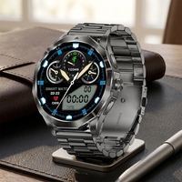 Montre connectée Android DA03 étanche IP68 en acier TFT avec détection d'altitude/pression barométrique, écran 1,85'', appels Bluetooth, réponse aux appels, fonctions sportives
