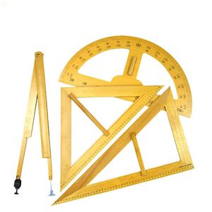 Ensemble <span class=keywords><strong>de</strong></span> règles géométriques professionnelles en bois pour l'école, comprenant un <span class=keywords><strong>rapporteur</strong></span> et des équerres triangulaires, pour l'enseignement - Product Image 1