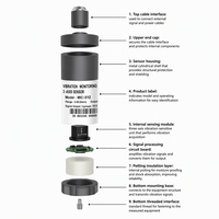 Capteur de surveillance des vibrations à 3 axes, transmetteur de température et de vibrations 4-20mA DC24V, contrôle des processus industriels
