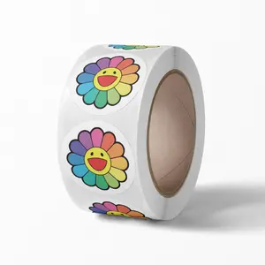Custom Printing Smile Face Logo Stickers Gift Sealing Decoration Labels Roll Ready to Ship