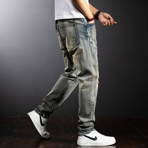 Jeans de Algodón Bordados de Estilo Chino para <span class=keywords><strong>Hombre</strong></span>, Primavera/Otoño, Nuevos, a la Moda, Desgastados, de Alta Gama, Lavados con Piedras, Talla Grande, Corte Recto - Product Image 3