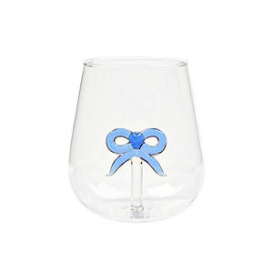 Verre à boire en verre avec nœud papillon rose en gros, petit verre à lait frais, verre à jus, vaisselle créative, design nœud papillon - Product Image 6