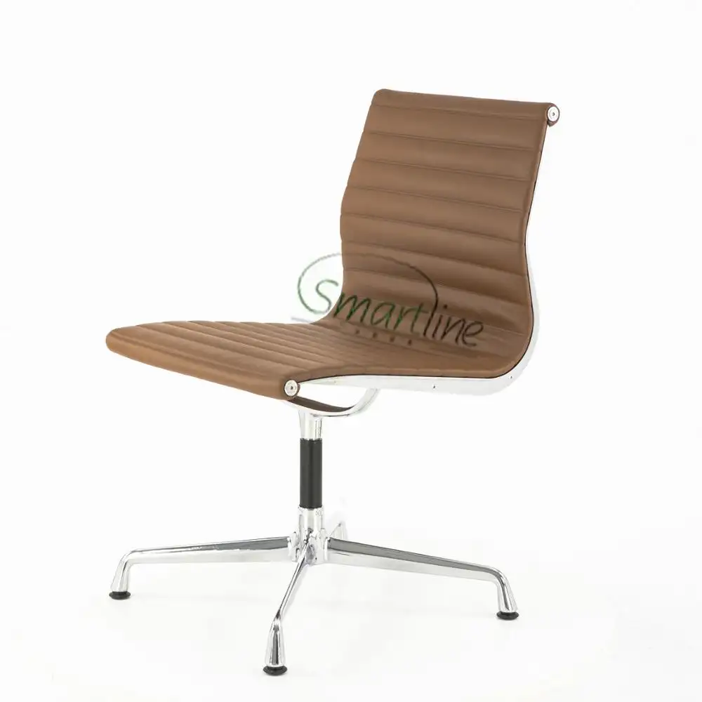 Sedia da lavoro in pelle marrone di alta qualità sedia da ufficio con goffratura stile 108 sedia girevole senza braccioli