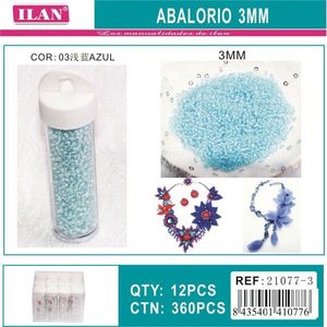 Perline Ilan Abalorio da 3 mm, azzurro chiaro, per la creazione di gioielli e forniture artigianali - Product Image 1