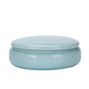 Petit pot de <span class=keywords><strong>rouge</strong></span> à lèvres rond en céramique <span class=keywords><strong>rouge</strong></span> antique, finition émaillée colorée, pour mini-emballage de thé, emballage à bulles plat pour stockage, vente en gros - Product Image 5